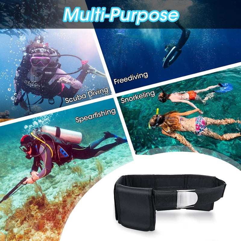 Pluzluce Scuba Weight Belt with 5 Pockets, Quick-Release Buckle Diving Pocket Weight Belt Adjustable Snorkeling Webbing Weight Pouch Belt fit for Waist 32" to 52" (Not Including Weights) - Image 2